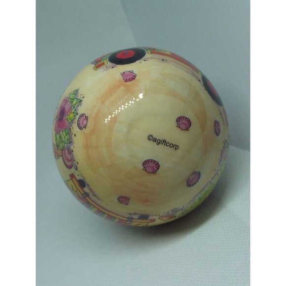 St. Thomas U.S.V.I. Ornament Agiftcorp Christmas 3" round hanging Reggae red bus - Picture 7 of 8